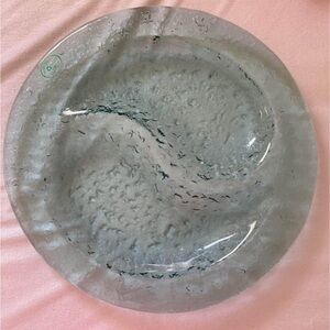 Aqua MURERO Recycled Clear Light Green Glass 14” Bowl Made In Italy